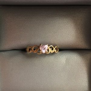 10k gold ring rose quartz cubic zirconia